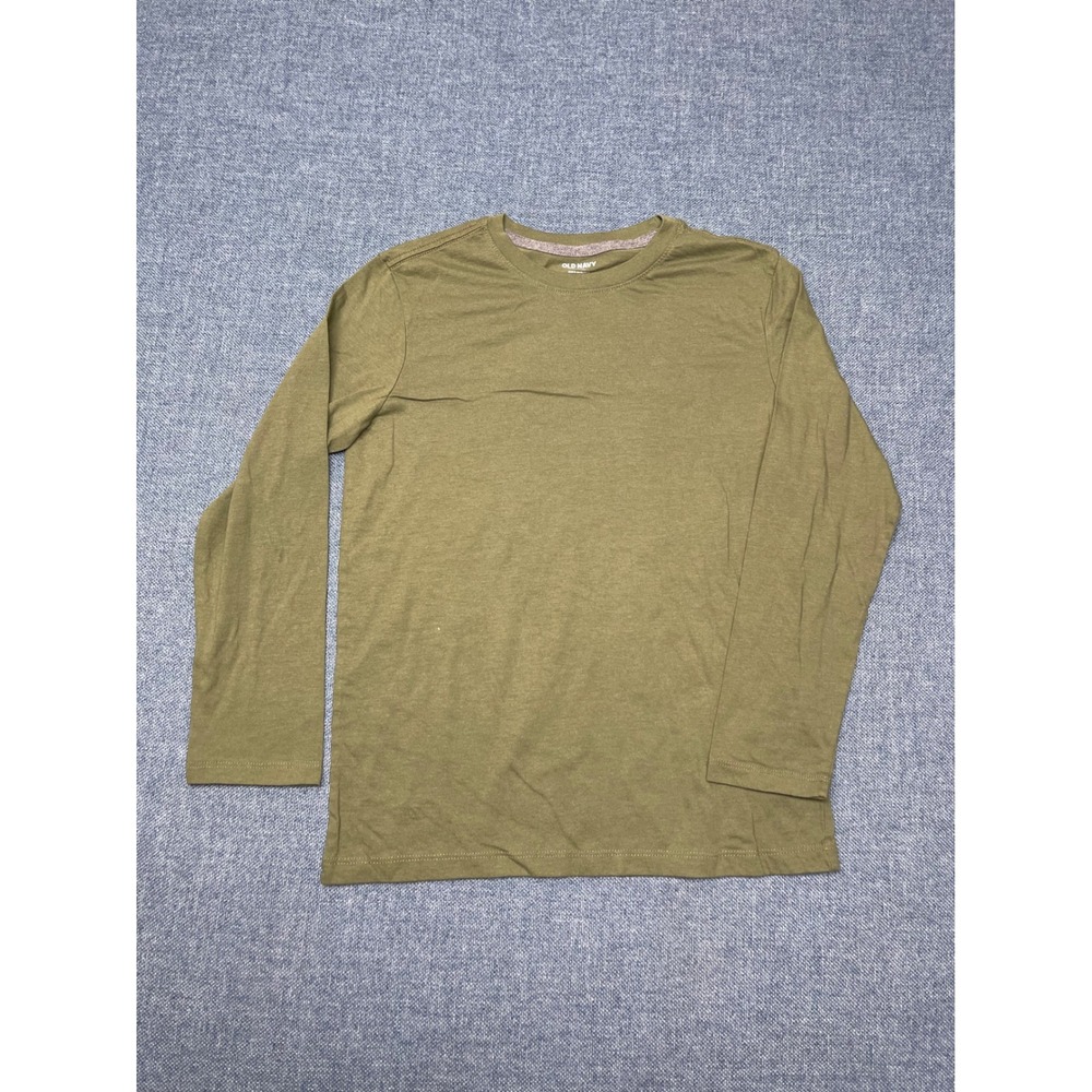 Old Navy Boys XL 14-16 Long Sleeve Tee Olive Green Crew Neck Solid Shirt
